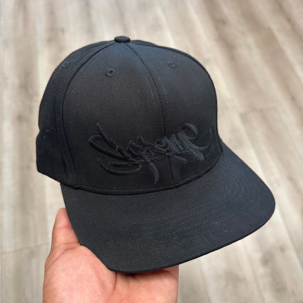 FW23 Supreme Handstyle 6-Panel Black Snapback Hat Cap B25